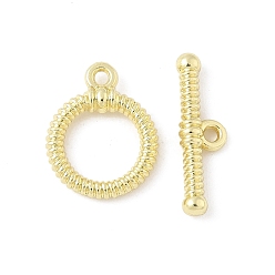 Золотой Застежки-тоглы из текстурированного кольцевого сплава, без кадмия и без свинца, стойки покрытие, золотые, Кольцо: 14.5x11.5x2 mm, отверстие : 1.2 мм, бар: 5x17x2 mm, отверстие : 1.2 мм