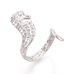 Нержавеющая Сталь Цвет 304 открытые кольца-манжеты из нержавеющей стали для женщин, морской конек, цвет нержавеющей стали, размер США 7 1/4 (17.5 мм)