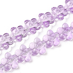 Средний Фиолетовый Прозрачные стеклянные бусины, цветка сливы, средне фиолетовый, 12~13x12~13x7 мм, отверстие : 1 мм, около 59~60 шт / нитка, 24.80~25.20'' (63~64 см)