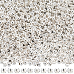 Серебро Spacer бисер железа, круглые, серебряные, 3 мм, отверстие : 1.2 мм, 2500 шт / комплект