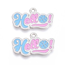 Платина Спортивные подвески из эмалевого сплава, приветствие с чарами пиклбола, платина, 16~16.5x28x1 мм, отверстие : 1.8 мм