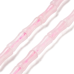 Розовый Кварц Природного розового кварца нитей бисера, бамбук совместное, 12x5x4 мм, отверстие : 1 мм, около 32 шт / нитка, 14.96'' (38 см)