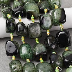 Зеленый Природный агат бисер нитей, окрашенная и подогревом, самородки, упавший камень, зелёные, 13.5~20.5x13.5~18x12~15 мм, отверстие : 1.2~1.5 мм, около 14~16 шт / нитка, 15.04~16.69'' (38.2~42.4 см)