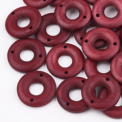 Crimson Pear Wood Links, Dyed, Donut, Crimson, 20x4mm, Hole: 1.8mm