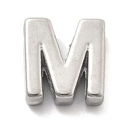 Letter M 304 прелести нержавеющей стали, буквенное очарование, Буква М, 9.5x9x3 мм, отверстие : 1.6 мм