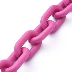 Medium violett rot Handgefertigte Acrylkabelketten, ellipsenförmige, für Schmuck machen, Medium violett rot, 31x19.5x5.5 mm, 39.37 Zoll (1 m)/Strang