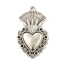 Античное Серебро Подвески из сплава тибетского сплава, прелести в форме сердца, античное серебро, 36x20x2 мм, отверстие : 2 мм, пригодный для стразов 1.5 мм
