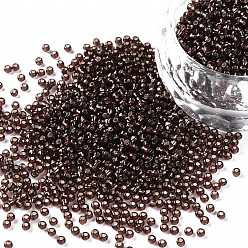 Coconut Brown 12/0 Grade A Round Glass Seed Beads, Silver Lined, Coconut Brown, 12/0, 2x1.5mm, Hole: 0.3mm, about 30000pcs/bag