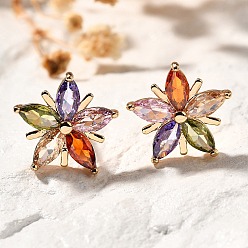 Звезда Латунные микро проложить серьги стержня кубического циркония, без кадмия и без свинца, долговечный, золотые, звезда, 13x13 мм