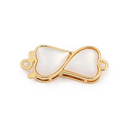 Bowknot Латунные застежки из прозрачного кубического циркония с микропаве, с естественной оболочке, 1 нитей, 2-луночное, реальный 14 k позолоченный, бантом, 8.5x21x5.5 мм, отверстие : 1.2 мм