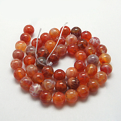 Fire Agate Natural Fire Crackle Agate Beads Strands, Dyed & Heated, Round, 16mm, Hole: 1mm