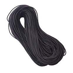Schwarz Runde elastische Schnur, mit Polyester außen und Gummi innen für die Herstellung von Perlenketten, Schwarz, 2 mm, etwa 87.48~98.42 Yards (80~90 m)/Bündel