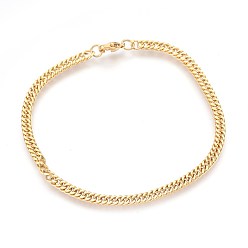 Золотой Ионное покрытие (ip) 304 браслеты-цепочки из нержавеющей стали, с карабин-лобстерами , золотые, 8-3/8 дюйм (21.3 см), 3.5~4x1.7 мм