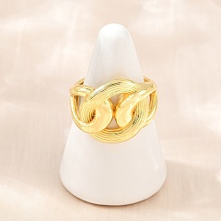 Real 18K Gold Plated Brass Cuff Open Rings, Lead Free & Cadmium Free, Long-Lasting Plated, Rack Plating, Real 18K Gold Plated, 18mm, US Size 8 1/2(18.5mm)