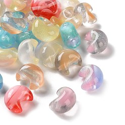 Луна Прозрачный бисер cmолой, золотой фольгой, два тона, луна, 24x20.5x15.5 мм, отверстие : 2.5 мм