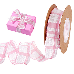 Pink Полиэстеровые тартановые ленты, аксессуары для одежды, розовые, 1 дюйм (25~26.5 мм), около 9.84 ярдов (9 м) / рулон