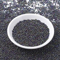 (RR477) Opaque Black AB Миюки круглые бусины рокайль, японский бисер, (rr 477) непрозрачный черный ab, 11/0, 2x1.3 мм, Отверстие: 0.8 мм, о 1100 шт / бутылка, 10 г / бутылка