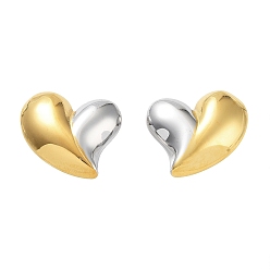 Золотой & Цвет Нержавеющей Стали 304 из нержавеющей стали серьги, сердце, золотые и нержавеющая сталь цвет, 23x28 мм