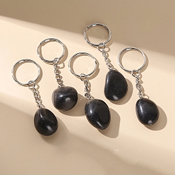 Обсидиан Брелок из натурального обсидиана, самородки, 85~95 мм