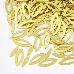 Золотистый Аксессуары для орнаментов, пластиковые пайетки / блестки из пвх, лошадиный глаз , золотые, 9~10x3.5~4x0.4 мм, Отверстие : 4x1.5 мм , около 30000 шт / 500 г