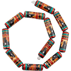 Colorful Handmade Porcelain Ceramic Beads Strands, Famille Rose Style, Column, Colorful, 27~28x9mm, Hole: 1.6mm, about 11pcs/strand, 12.2 inches(31cm), 1 strand