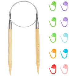 Платина 1 круговые спицы из бамбука, с 10шт. держателем маркеров фиксирующих стежков, платина, 585 мм