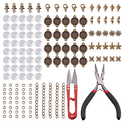 (52) Непрозрачная лаванда Комплекты браслетов ретро diy link, Кабошоны из стекла, с железными кольцами с открытым скачком и результатами сплава, плоскогубцы и ножницы, разноцветные, 130 мм