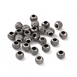 Argent Antique 925 perles en argent sterling, baril avec texturé, argent antique, 4x3mm, Trou: 1.8mm, environ75 pcs / 5 g