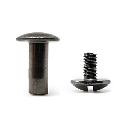 Черный Цвет Металла Латунная заклепка, с железными винтами, для кошелька сумочка обувь кожаный ремень для одежды, металлический черный , 15x11 мм, 10.5x11 мм