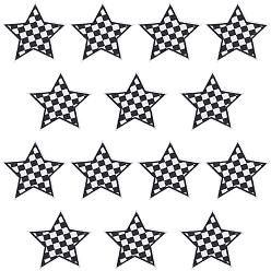 Черный 20 шт. полиэстеровые заплатки для одежды, звезда с сеткой, чёрные, 72.5x72x1.5 мм