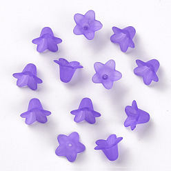 Purple Transparent Acrylic Beads, Frosted, Flower, Purple, 17.5x12mm, Hole: 1.5mm, about 770pcs/500g