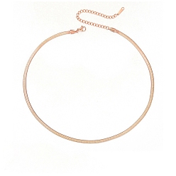 Rose Gold Stainless Steel Snake Bone Chain Necklaces, Rose Gold, 13.78 inch(35cm)
