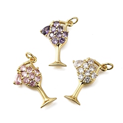(52) Непрозрачная лаванда Латунные микро проложить кубического циркония подвески, бокал прелести, без свинца и без кадмия, стойки покрытие, долговечный, с целью перехода в кольце, разноцветные, 25x15x4 мм, отверстие : 3 мм
