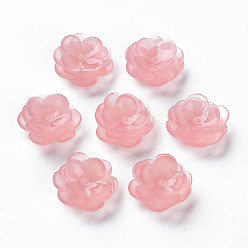 Светло-Коралловый Пластиковые шарики, цветок, свет коралловый, 13x13x5.5~6.5 мм, отверстие : 1~1.4 мм