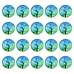 Озёрно--синий Половина раунд / купол дерево шаблон стекло Flatback кабошоны для поделок проектов, Плут синий, 25x6 мм