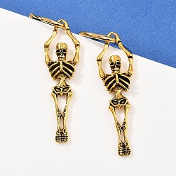 Античное Золото Серьги-кольца из сплава скелетов, античное золото , 69x15.5 мм