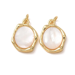 Real 18K Gold Plated Brass & Natural White Shell Pendants, Irregular Oval Charm, Long-Lasting Plated, Cadmium Free & Lead Free, Real 18K Gold Plated, 18x14x3mm, Hole: 3mm