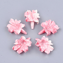 Светло-Коралловый Синтетических коралловых бусин, окрашенные, цветок, свет коралловый, 31~32x23~24x9~10 мм, отверстие : 1 мм