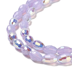 Lilac Baking Painted Glass Beads Strands, Imitation Opalite, Faceted, AB Color, Oval, Lilac, 4x6mm, Hole: 0.8mm, about 69pcs/strand, 16.54~16.73''(42~42.5cm)