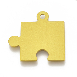 Золотистый Алюминиевые подвески, подвески для лазерной резки, головоломка, золотые, 38x39x1.5 мм, отверстие : 4 мм