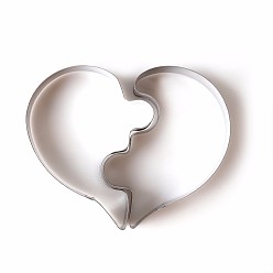 Нержавеющая Сталь Цвет Устойчивые к потускнению 304 формочки для печенья из нержавеющей стали, формы для печенья, инструмент для выпечки бисквитов, сердце, цвет нержавеющей стали, 67x82x17.5 мм