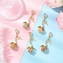 (52) Непрозрачная лаванда Подвеска в виде ангела из стеклянного жемчуга и стеклянных бусин, для украшения рюкзака, разноцветные, 53 мм