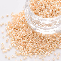 Wheat Fluorescent Color Glass Cylinder Beads, Seed Beads, Baking Paint, Round Hole, Wheat, 1.5~2x1~2mm, Hole: 0.8mm, about 8000pcs/bag, about 1pound/bag