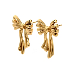 Золотой 304 из нержавеющей стали серьги, бантом, золотые, 27x19 мм