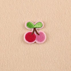 Cerise Computerized Embroidery Cloth Iron on/Sew on Patches, Costume Accessories, Appliques, Cherry, Cerise, 32x30mm