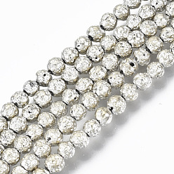 Кукурузный Шелк Гальванические бусины из натуральной лавы, круглые, неровный, цвет колоса кукурузы, 4.5 мм, отверстие : 0.8 мм, около 88 шт / нитка, 15.75 дюйм (40 см)