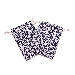 Цветок Мешочки для хранения из хлопчатобумажной ткани с принтом, прямоугольные сумки на шнурке, для подарочных пакетов с конфетами, цветок, 14x10 см