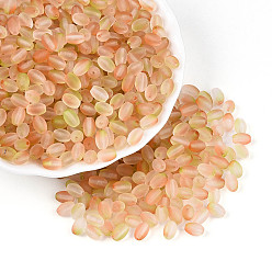 Сэнди Коричневый Бусины из матового стекла, два тона, круглое отверстие, овальные, песчаный коричневый, 6.5x4~4.5 мм, отверстие : 1~1.2 мм, Около 2586 шт / фунт