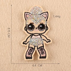 White Computerized Embroidery Cloth Iron on/Sew on Patches, Costume Accessories, Paillette Appliques, Baby, White, 8.15x4.4cm