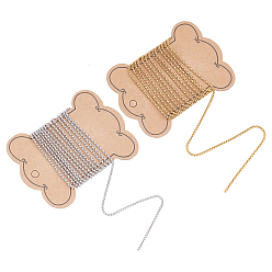 Golden & Stainless Steel Color PVD Vacuum Plating 304 Stainless Steel Venetian Chains, with Cardboard Display Card, Golden & Stainless Steel Color, 2x2x1mm, 2 colors, 2meter/color, 4meters/set